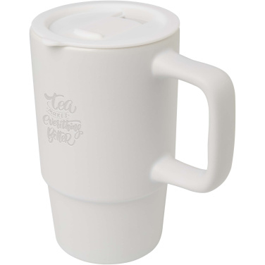 Logo trade corporate gifts image of: Carter 450 ml ceramic mug with plastic lid