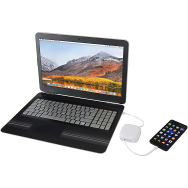 Logo trade promotional gifts picture of: Gloas 5-in-1 recycled retractable data sync and 100W fast charge cable with smartphone tool kit