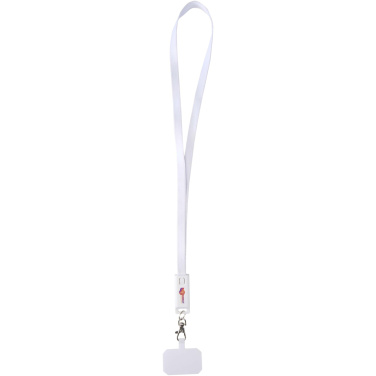 Logo trade promotional merchandise photo of: Franz recycled plastic smartphone lanyard with built-in data sync and 65W fast charge 5-in-1 cable