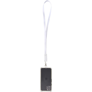 Logo trade promotional gifts picture of: Franz recycled plastic smartphone lanyard with built-in data sync and 65W fast charge 5-in-1 cable