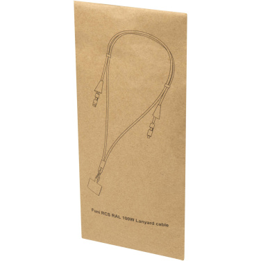 Logo trade promotional item photo of: Funi recycled plastic smartphone lanyard with built-in data sync and 100W fast charge 5-in-1 cable