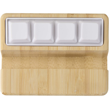 Logotrade promotional merchandise photo of: Algol recycled plastic phone stand and fidget toy with bamboo details