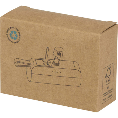 Logotrade promotional giveaways photo of: Alnair 5000 mAh 10W recycled plastic Type-C power bank with built-in flip stand and 2-in-1 cable