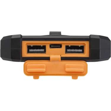 Logo trade corporate gift photo of: Altair 5000 mAh 10W recycled plastic rugged solar power bank with built-in torch