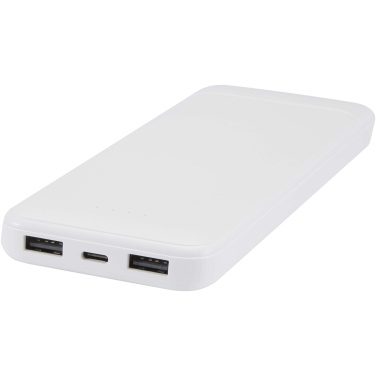 Logo trade promotional giveaways image of: Adhil 10.000 mAh 10W recycled plastic power bank with 2 built-in cables
