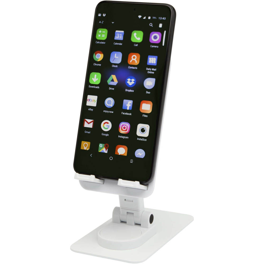 Logotrade promotional gift picture of: Alhena recycled plastic foldeable phone holder with metal desk stand