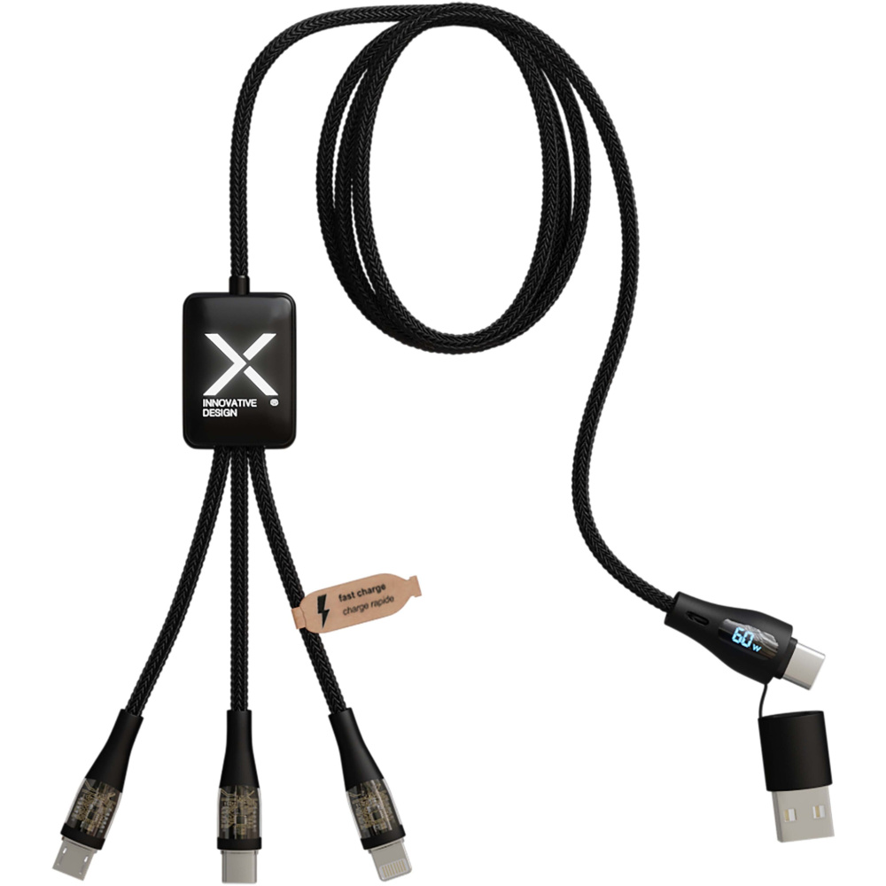 Logo trade corporate gift photo of: SCX.design C51 60W 5-in-1 rPET fast charging cable with display