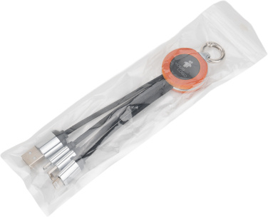 Logotrade promotional gift picture of: 4-in-1 cable with elighted logo in a wooden casing