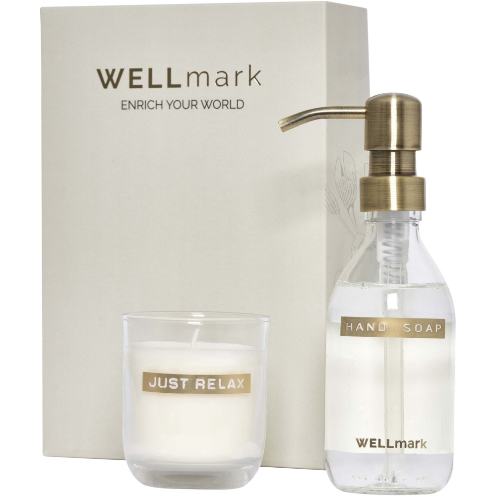 Logo trade promotional gift photo of: Wellmark Discovery 250 ml hand soap dispenser and 150 g scented candle set