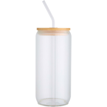Logo trade corporate gifts image of: Mirage 500 ml single-walled borosilicate glass jar with bamboo lid
