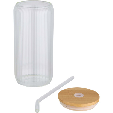 Logo trade promotional merchandise image of: Mirage 500 ml single-walled borosilicate glass jar with bamboo lid