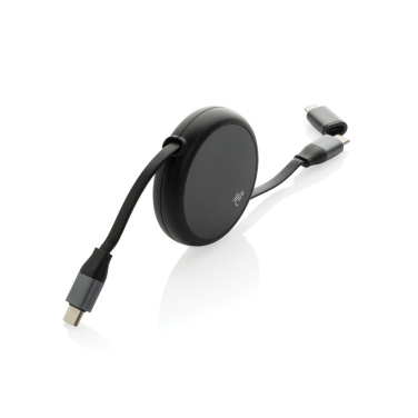 Logotrade promotional item picture of: Terra RCS recycled aluminium retractable 240W 2-in-1 cable