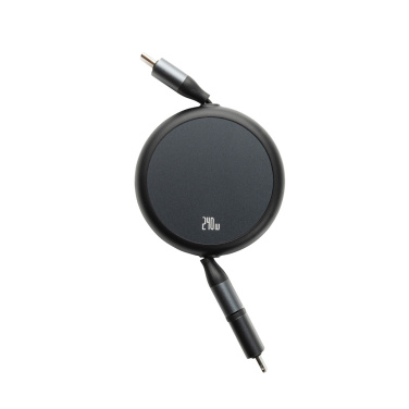 Logotrade advertising product image of: Terra RCS recycled aluminium retractable 240W 2-in-1 cable