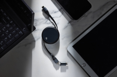 Logotrade promotional product picture of: Terra RCS recycled aluminium retractable 240W 2-in-1 cable