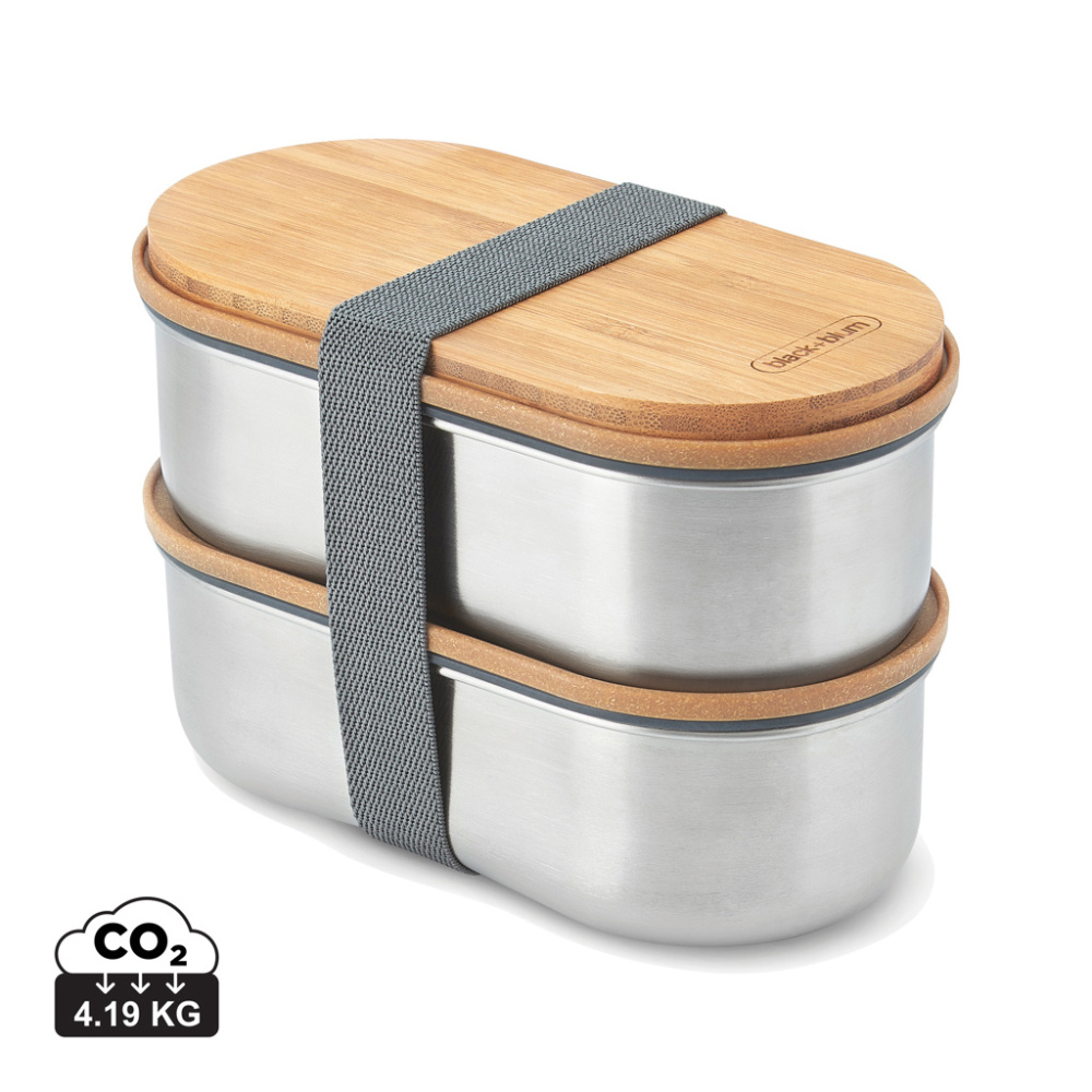 Logo trade promotional product photo of: Black+Blum Stainless Steel Double Bento Box