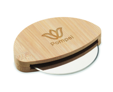 Logotrade promotional product image of: Round bamboo pizza cutter