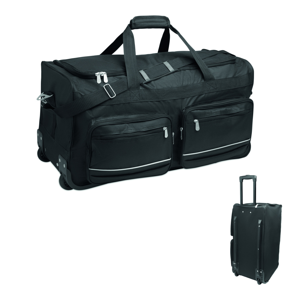 Logo trade promotional giveaway photo of: Duffle bag trolley 600D RPET