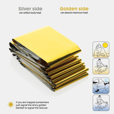 Logo trade promotional product photo of: Solra emergency blanket in RCS recycled RPET pouch