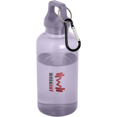 Logo trade corporate gifts image of: Oregon 400 ml RCS certified recycled plastic water bottle with carabiner