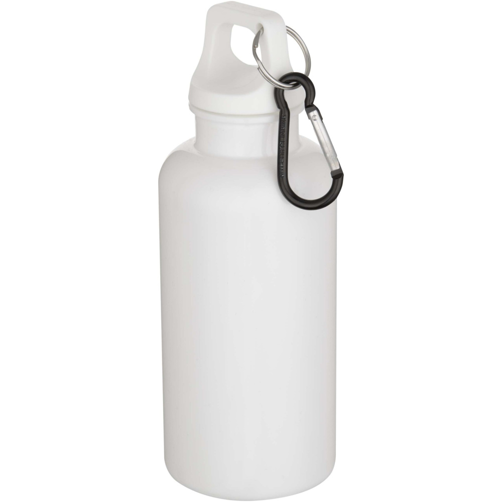 Logotrade business gift image of: Oregon 400 ml solid colour RCS recycled plastic water bottle with carabiner