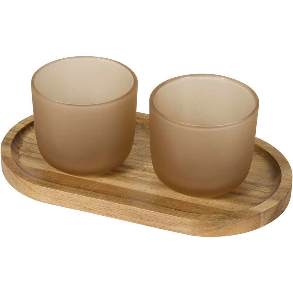 Logotrade promotional gift image of: Male wooden serving tray and glass cups set