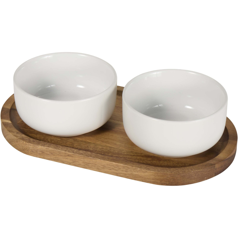 Logotrade corporate gifts photo of: Noa wooden tray and ceramic serving bowls set