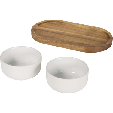 Logotrade promotional items photo of: Noa wooden tray and ceramic serving bowls set