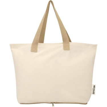 Logo trade corporate gifts picture of: Sierra 140 g/m² GRS recycled foldable cotton tote bag 7L