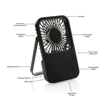 Logotrade advertising product image of: Aervina RCS recycled plastic re-chargeable desk fan
