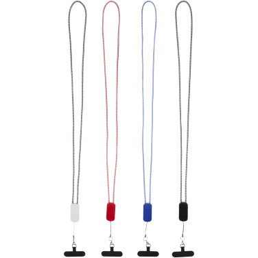 Logo trade promotional merchandise picture of: Anser recycled plastic smartphone lanyard with 27W 5-in-1 built-in cable