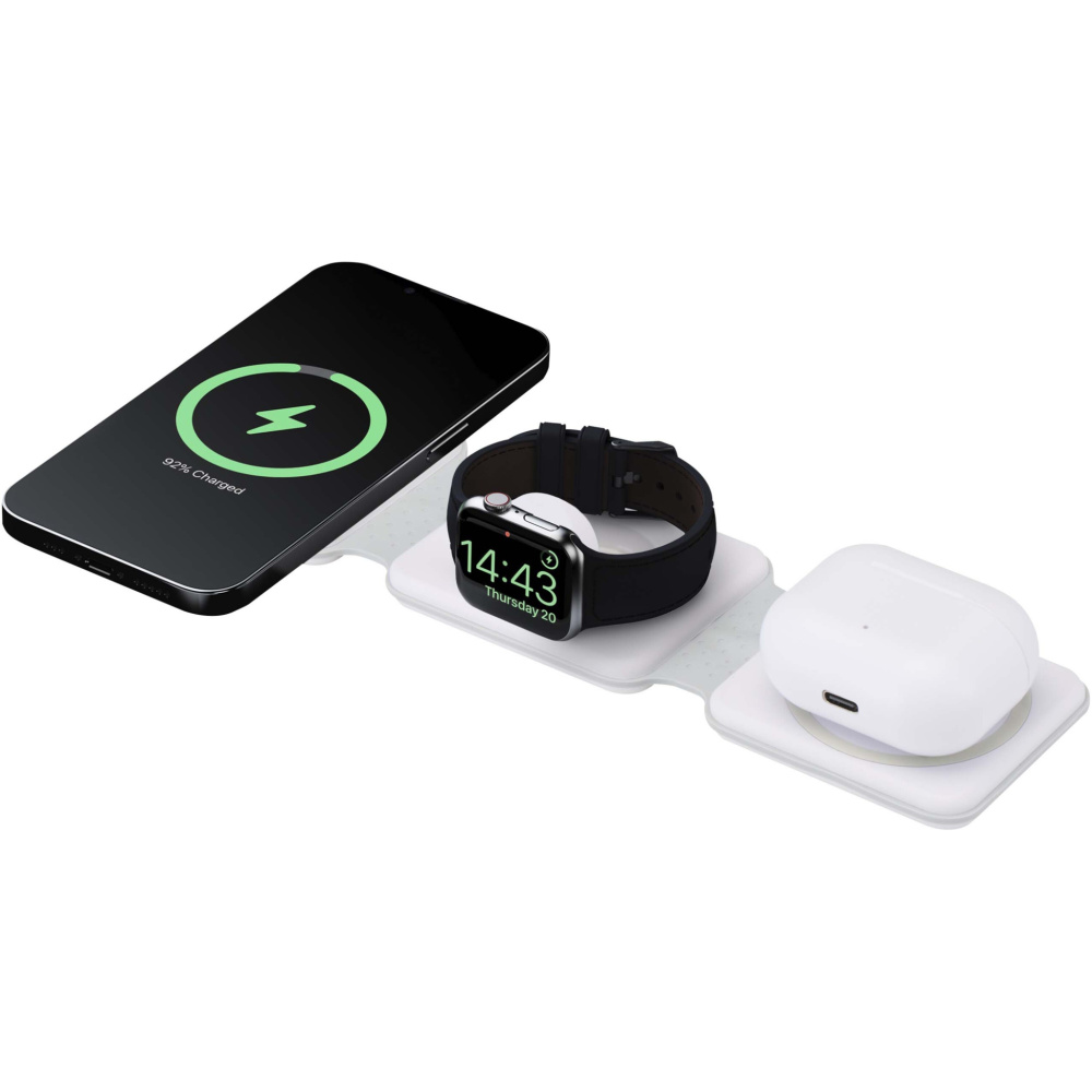 Logotrade corporate gift image of: Armus 3-in-1 15W recycled plastic foldable wireless charger