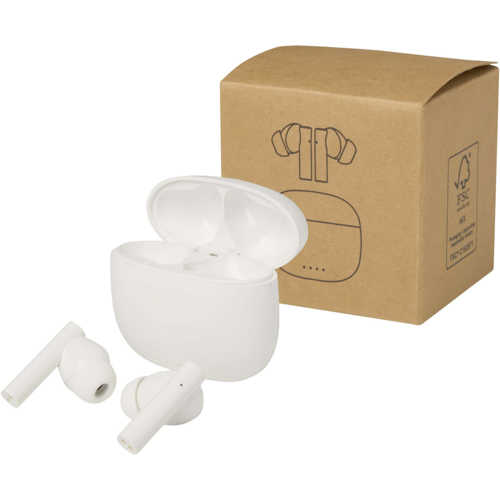 Logo trade promotional product photo of: Alterf recycled plastic True Wireless Bluetooth® headset with silicone eartips