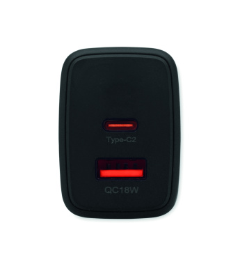 Logo trade promotional items image of: EU 2-pole wall adapter/charger