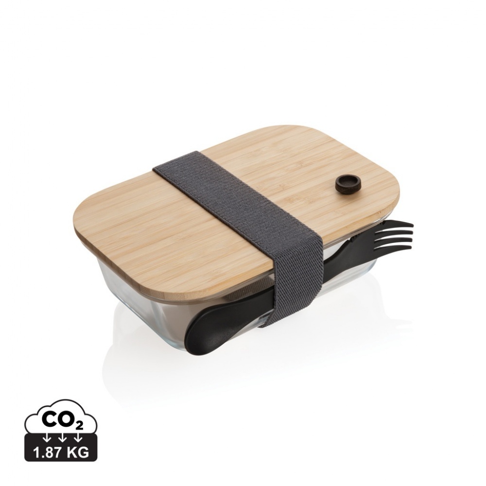 Logotrade reklaamtoote foto: Klaasist lõunakarp bambusest kaanega