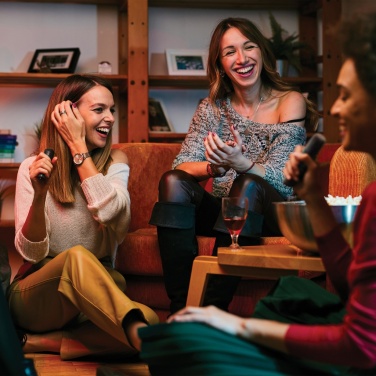 Logo trade firmakingituse pilt: Singvibe RCS taaskasutatud plastikust karaokekomplekt topeltmikrofoniga