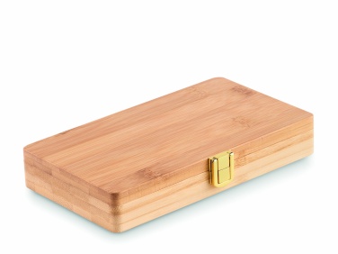 Logo trade firmakingituse pilt: 21 tk tööriistakomplekt bambusest kohvris