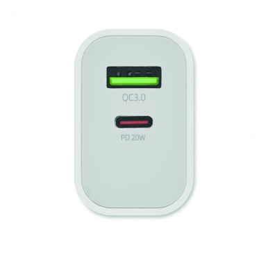 Logo trade reklaamkingituse pilt: 18W 2 pordiga USB laadija EU pistik