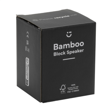 Logo trade reklaamkingituse pilt: Bamboo Block kõlar koos juhtmevaba laadijaga