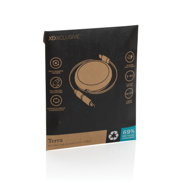 Logo trade reklaamkingi pilt: Terra RCS alumiiniumist sissetõmmatav 240W 2-in-1 kaabel