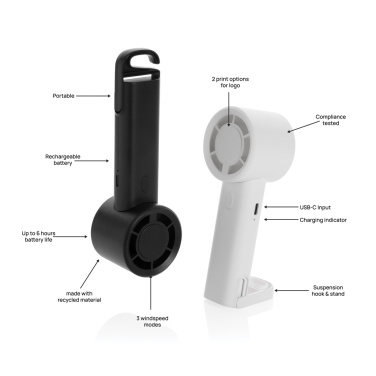 Logo trade firmakingitused foto: Twist RCS taaskasutatud plastist laetav kaasaskantav ventilaator