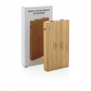Logotrade mainostuote tuotekuva: Bamboo 4000 mAh:n langaton 5W varavirtalähde