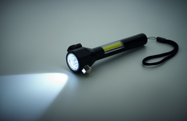 Logo trade liikelahjat mainoslahjat kuva: 3 in 1 alumiininen taskulamppu hätä vasaralla ja turvavyöleikkurilla mukautettavalla painatuksella