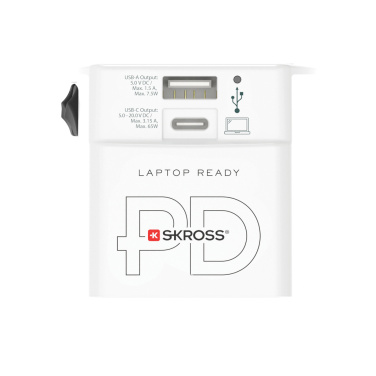 Logo trade liikelahjat tuotekuva: SKROSS World Travel adapteri MUV 65W PD USB C -kaapelilla