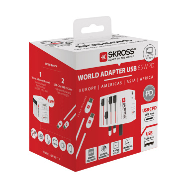 Logotrade mainostuote tuotekuva: SKROSS World Travel adapteri MUV 65W PD USB C -kaapelilla