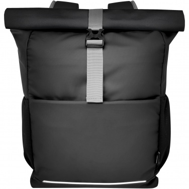 Logotrade reklaminiai produktai nuotrauka: Aqua 15" GRS perdirbtas vandeniui atsparus suvyniojamas dviračio krepšys 20L