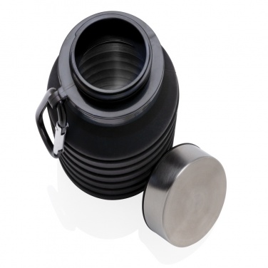 Logotrade biznesa dāvanas foto: Necaurlaidīga saliekama silikona pudele ar vāku