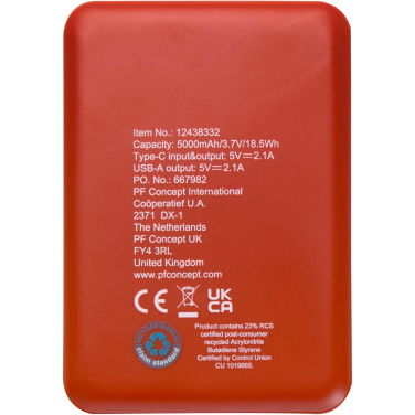 Logotrade Ideja dāvanas foto: Asama 5000 mAh C tipa otrreizējās pārstrādes plastmasas barošanas bloks