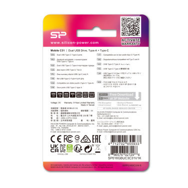 Лого трейд pекламные подарки фото: Флешка USB/тип - C Silicon Power Mobile C31 3.0 OTG