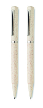 Логотрейд pекламные cувениры картинка: Wheat straw/ABS twist pen set