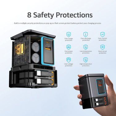 Лого трейд pекламные cувениры фото: Зарядное устройство Urban Vitamin Sacramento 105 Вт GAN + втягивающиеся кабели